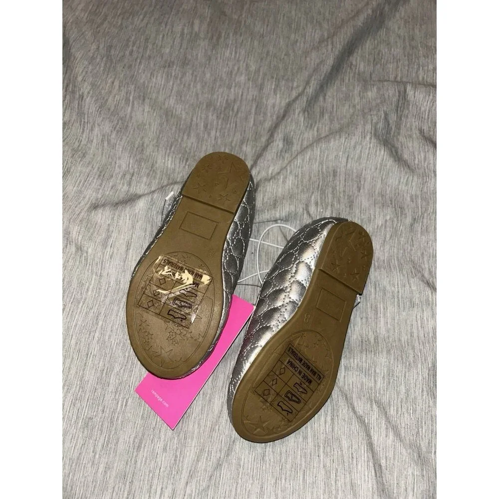 Rampage Girls Sliver Casual Dress Holiday School Ballet Flats Shoes Size 8